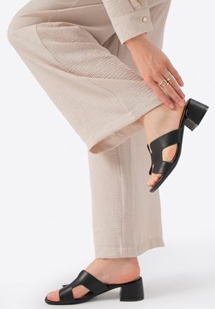 Wittchen Dames Leren H-vormige Muiltjes in Zwart