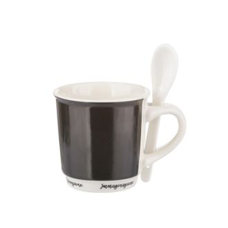 KASANOVA Tazzina caff&egrave; grigio scuro 90 ml con cucchiaino