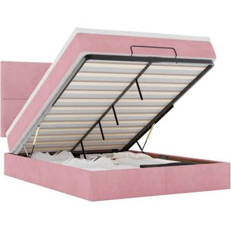 vidaXL Estructura Cama Otomana Colchones Terciopelo Rosa 140x200cm Vidaxl