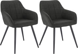 Woltu Woltu - 2 X Sillas De Comedor Nordicas Estilo Vintage Juego De 2 Silla De Cocina Silla Tapizada Con Reposabrazos Tapizadas Tela Estructura De Metal An