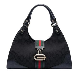 Gucci Pre-owned Handbags, female, Black, Size: ONE SIZE Pre-owned Canvas Shoulder Bag