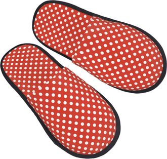 Generic House Slippers Red Dot Print Portable Slippers Reusable Indoor Shoes For Ladies Guest Room Men L