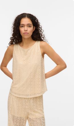 Vero Moda Spitzentop VERO MODA VMMAYA TANK TOP JRS VO, Damen, Gr. XL, beige (birch), Jersey, Obermaterial: 95% Polyester, 5% Elasthan, unifarben, regular fit no