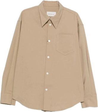 Ami Pocket Shirt - Heren - Casual Overhemden - Beige - S - Wol - Overhemden