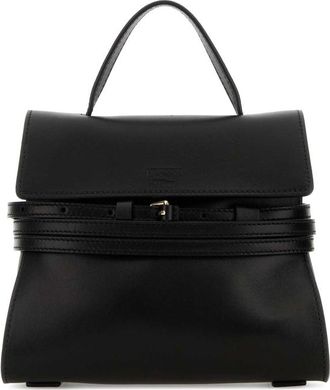 Moschino Black Nappa Leather Small Tie Me Handbag