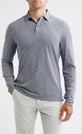 Johnnie-O Long Sleeve Slub Pique Polo in Navy at Nordstrom, Size Xx-Large