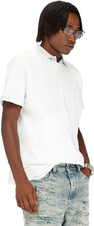 Diesel T-shirt with frayed edges and crystal details - T-Shirts - Man - White