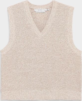 Contemporaine Womens Heathered knit V-neck sweater vest