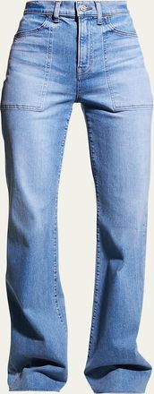 Veronica Beard Crosbie Wide-Leg Jeans with Pocket Details