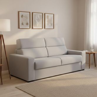 Dmora Sof&aacute; Cama 2 Plazas Sonico, Desenfundable, Con Almacenaje, Fabricado En Italia, Apertura Abatible, 200x95 Cm Gris Claro