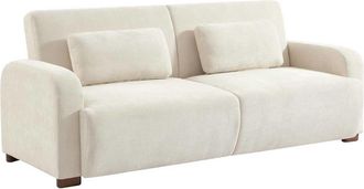 Sweeek Sof&aacute; cama en tejido tela lisa de 3 plazas, blanco roto