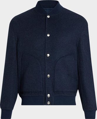Brunello Cucinelli Men & apos;s Cashmere Prince Of Wales Snap-Front Blouson
