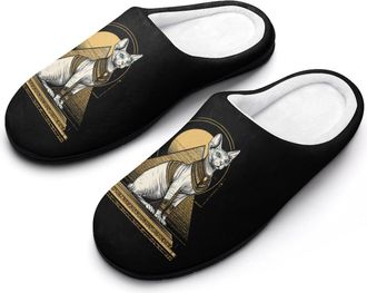 Generic Ancient Egypt Sphynx Cat Funny Mens Cotton Slippers Soft Non-Slip Rubber Sole House Slipper Indoor Outdoor