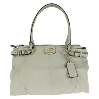 Coach Pre-owned Handbags, female, Beige, Size: ONE SIZE Pre-owned Madison Kara Carryall Leather Tote Bag