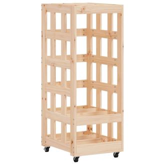 vidaXL Le&ntilde;ero Con Ruedas Madera Maciza De Pino 40x49x110 Cm Vidaxl