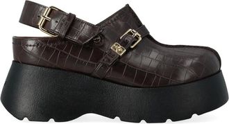 Ganni Schoenen, Dames, Bruin, 37 EU, Leer, Sabot