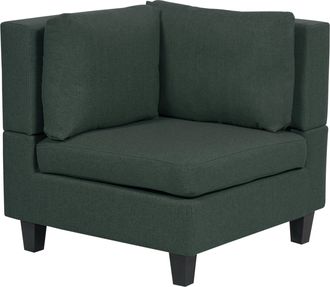 Beliani Sill&oacute;n Modular Esquinero De Tela De Acolchado Con Coj&iacute;n Pieza Sof&aacute; Modular Verde Oscuro Unstad