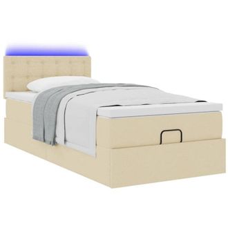 vidaXL Estructura De Cama Otomana Con Colch&oacute;n Tela Crema 90x190cm Vidaxl