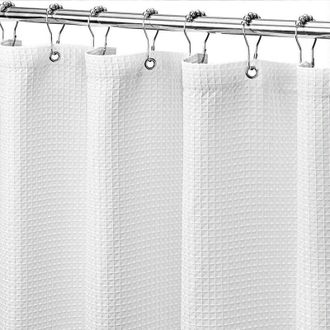 OEM Cortina De Ducha Tipo Gofre Con Anillas Met&aacute;licas, Tejido Antimoho, Cortina De Ba&ntilde;o Resistente Para Ba&ntilde;era/armario, Dobladillo Con Peso - 182 X 182 Cm