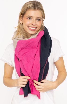 Zwillingsherz Dreieckstuch ZWILLINGSHERZ Viereck Blockstreifen, Damen, pink marine, Web, Baumwolle, colorblocking, mehrfarbig, Modet&uuml;cher Dreieckstuch, farbenfroh, 