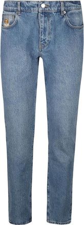 Moschino Teddy-Print Slim-Fit Jeans - Heren - Slim Fit Jeans - Blauw - 2XL - Denim - Jeans