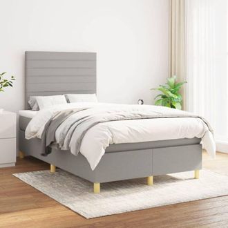 vidaXL Vidaxl - Cama Box Spring Con Colch&oacute;n Tela Gris Claro 120x200 Cm