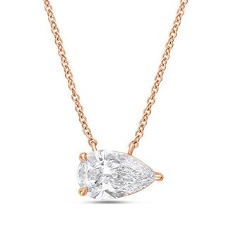 Diana M. Jewels 14kt rose gold lab grown pear shape east west diamond pendant weighing 2.00 ct in a prong setting
