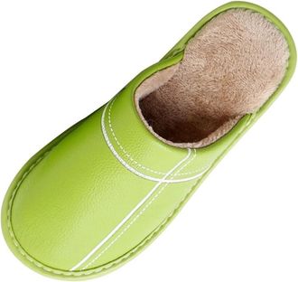 Generic Womens Winter Waterproof Cotton Slippers, Warm and Comfortable,Green,4.5 UK