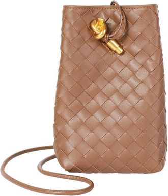 Tiffany & Fred Handwoven Mini Leather Bucket Bag