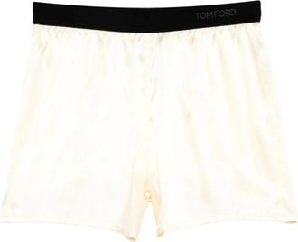 Tom Ford Zijden short met logo - Dames - Bermuda - Geel - S - Korte Broeken