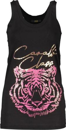 Cavalli Sleeveless Tops, female, Black, Size: XS Stylish Printed Tank Top