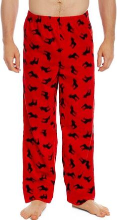 Leveret Mens Fleece Printed Holiday Pajama Pants in Moose at Nordstrom, Size Xx-Large