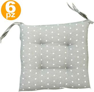 Trade Shop Trade Shop - 6 Fundas De Cojines Para Silla Con 2 Lazos Coj&iacute;n De Silla Acolchado Con Lazos