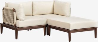 Sklum Sklum - Sof&aacute; Modular De Jard&iacute;n De 2 Piezas Con 2 Sillones Esquineros Y Puff En Acacia Giulia