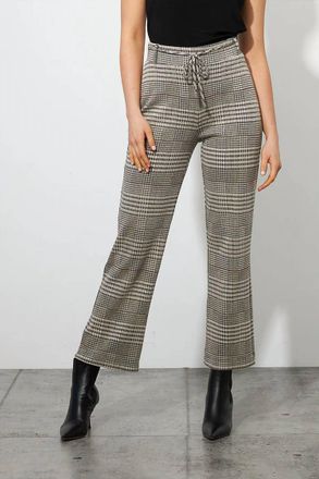 Joseph Ribkoff Katherine Knit Jacquard Pants In Beige Multi Plaid