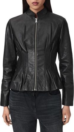AllSaints Clo Leather Jacket in Black at Nordstrom, Size 4