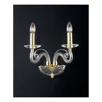 Netlighting EPOQUE Twin 2 Light Candle Wall Light Gold Crystal 36x31x23cm | Size: 36 x 31 x 23 cm