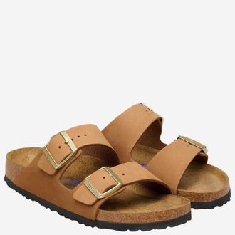 Birkenstock Unisex Sandals Nubuck Brown Leather Slippers Flat Shoes