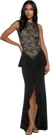 Alexia Admor Perrin Boatneck Ruffle Gown in Black at Nordstrom, Size X-Small