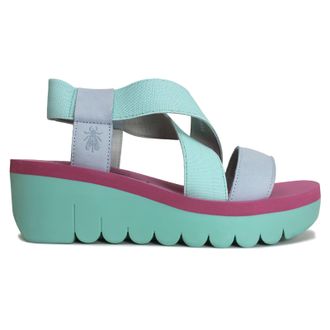 FLY London YABI922FLY Leather Womens Slingbacks Sandals - Sky Blue Spearmint Lilac - Size:UK 4