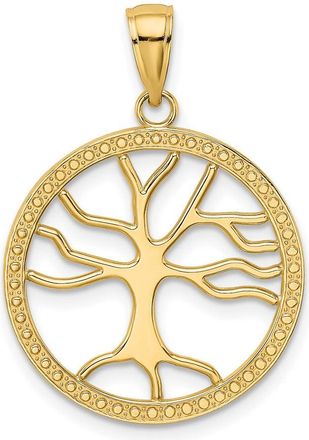 Diamond2Deal 10k Yellow Gold Large Tree Of Life In Round Frame Charm