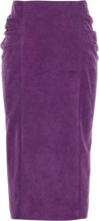 Valentino Garavani Womens Leather Skirt Purple Ovine