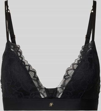 HUGO BOSS Bralette mit Spitzenbesatz Modell TRIANGLE_BLOSSOM in Black, Größe XL