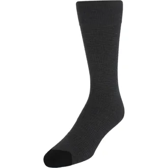 Trafalgar Store Alderic Birdseye Patterned Mid-Calf Merino Wool Socks in Charcoal And Grey at Nordstrom