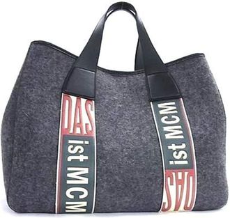 MCM Mcm Black Gray Felt Handbag Shoulder Bag Tote Bag (Pre-Owned)