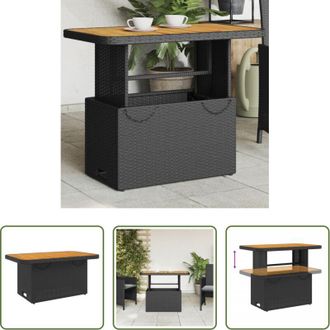 vidaXL vidaXL Tavolo in rattan - Tavolo da Giardino Nero 90x55x71cm in Polyrattan e Legno Acacia