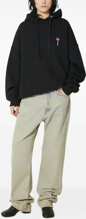 Fiorucci Felpa con ricamo e cappuccio - Nero