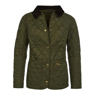 Barbour Light Jackets, female, Green, Size: 2XL Green Quilted Jacket with Velvet Collar