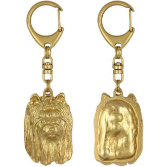OEM Yorkshire Terrier, York, York, Yorkie Iii: Llavero De Perro Ba&ntilde;ado En Oro, Decoraci&oacute;n De Bolsos, Accesorio De Lujo De Art-dog