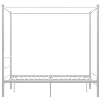 Berkfield Home Durable Canopy Bed Frame White Metal 140x200 cm